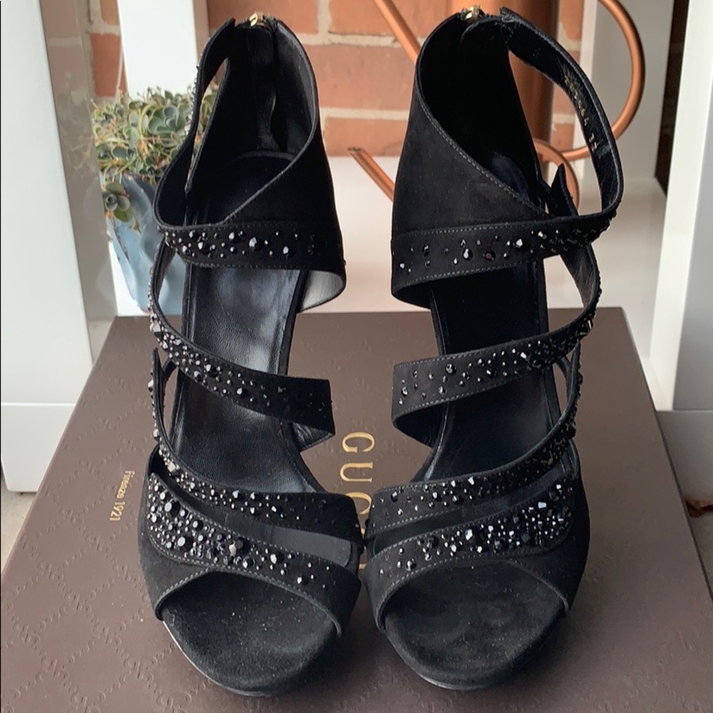 *NWT* Gucci | Swarovsky Crystal Black Heels | Sz 37 - Picture 4 of 8